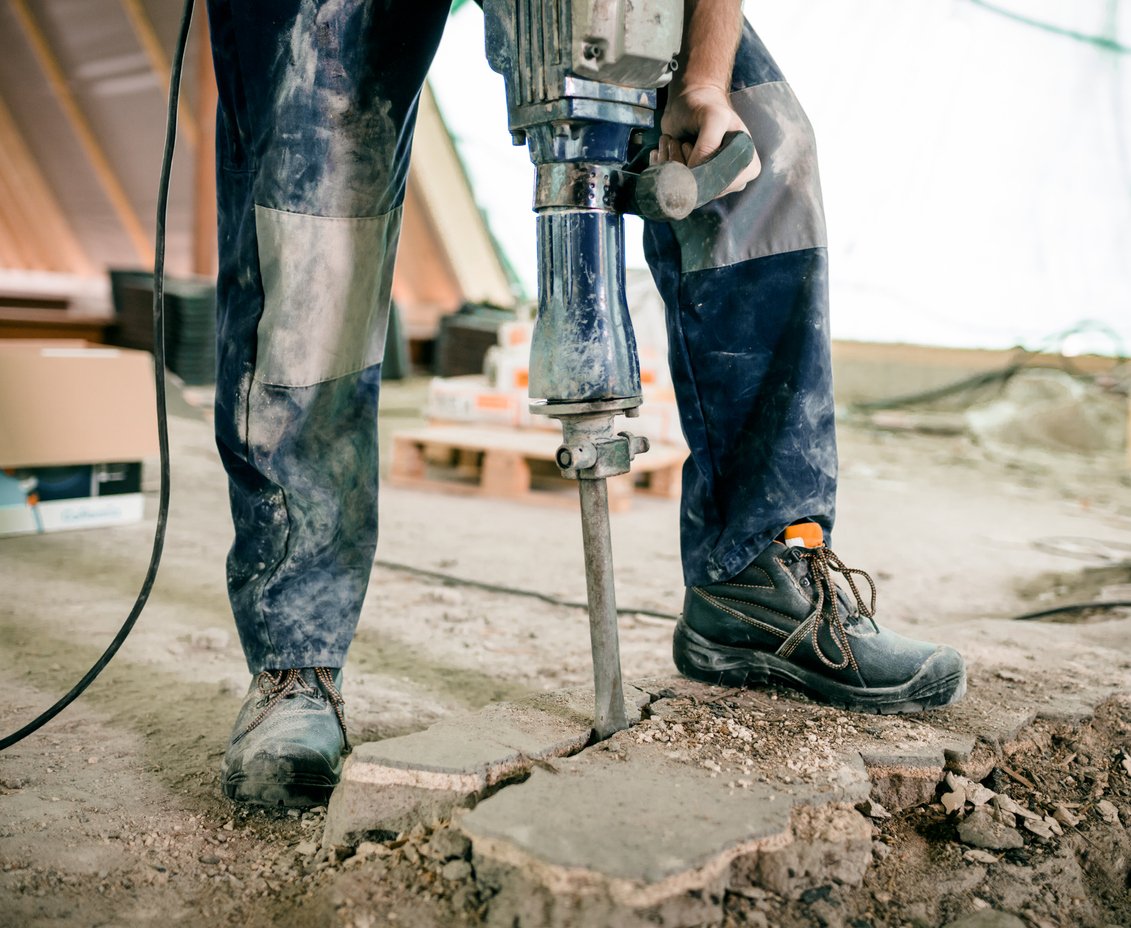 Construction Worker Using Jackhammer
