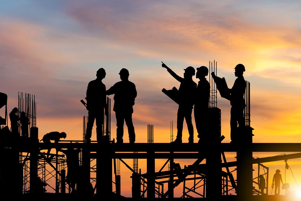 Engineer silhouette planning work