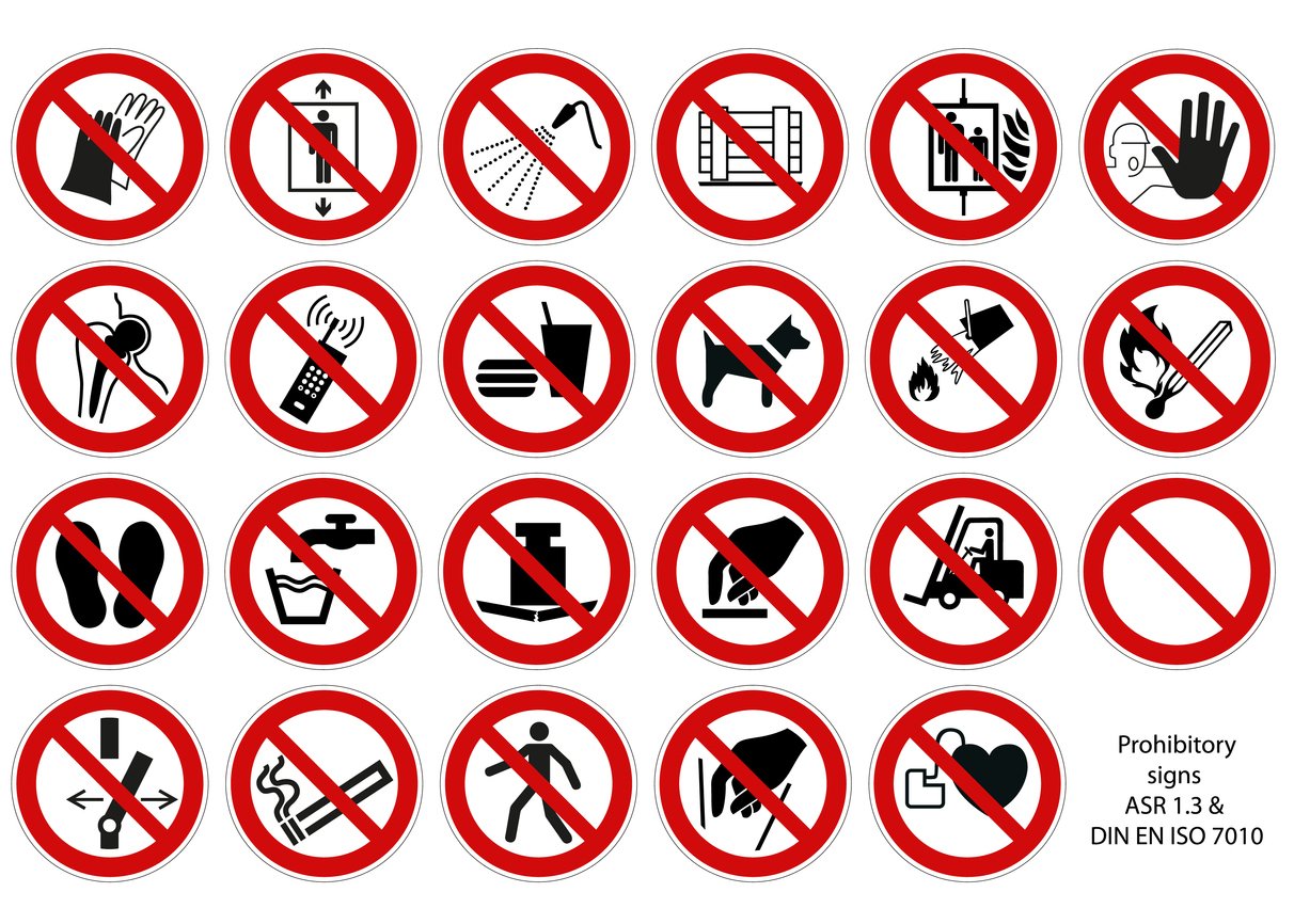 Prohibitory sign examples