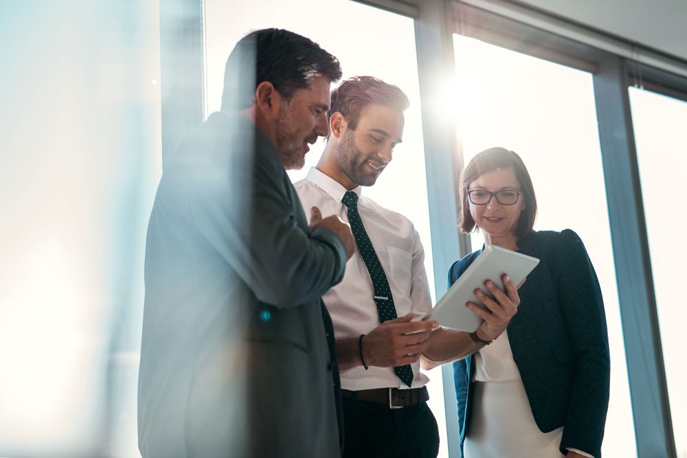 Business team discussing work